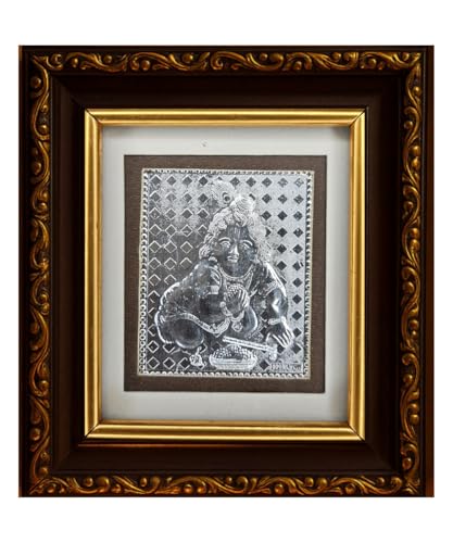 999 Pure Silver Baby Laddu Gopal Krishna Photo Frame (11x10 cm)