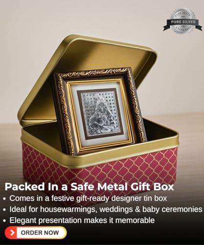 999 Pure Silver Baby Laddu Gopal Krishna Photo Frame (11x10 cm) — view 3