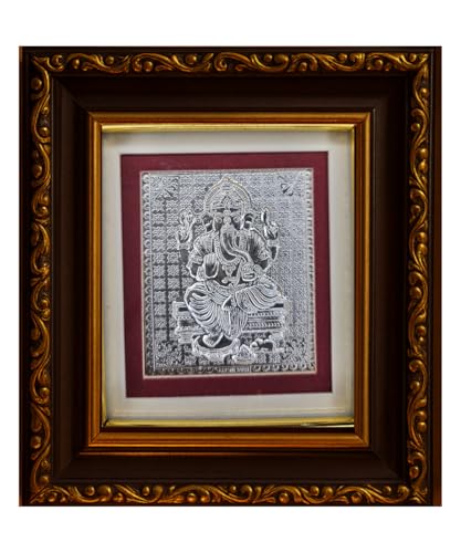 999 Pure Silver Ganesha Photo Frame (11x10 cm)