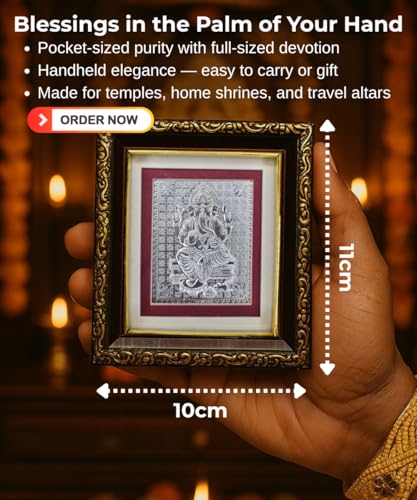 999 Pure Silver Ganesha Photo Frame (11x10 cm)