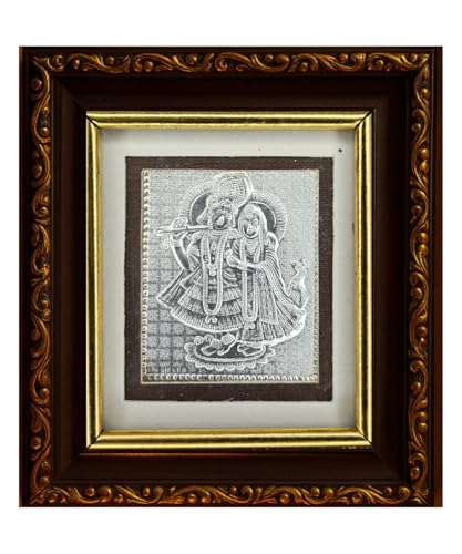 999 Pure Silver Krishna & Radha Photo Frame (11x10 cm)