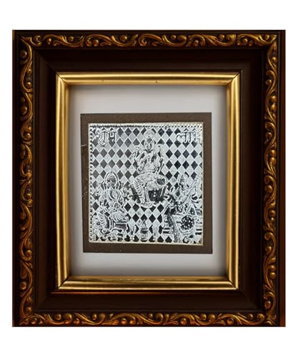 999 Pure Silver Ganesh Saraswati Lakshmi Photo Frame (11x10 cm)