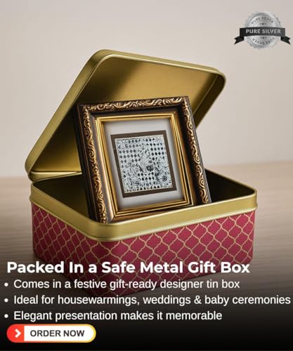 999 Pure Silver Ganesh Saraswati Lakshmi Photo Frame (11x10 cm)