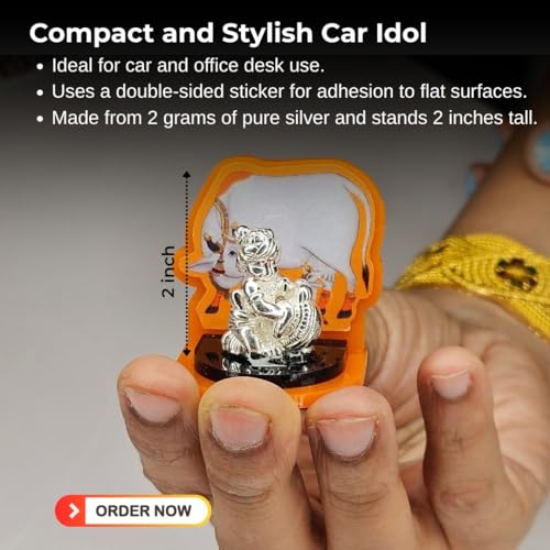 Pure Silver Laddu Gopal Idol for Car Dashboard