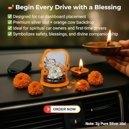 Pure Silver Laddu Gopal Idol for Car Dashboard — view 4