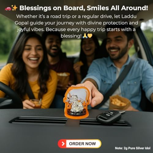 Pure Silver Laddu Gopal Idol for Car Dashboard — view 7