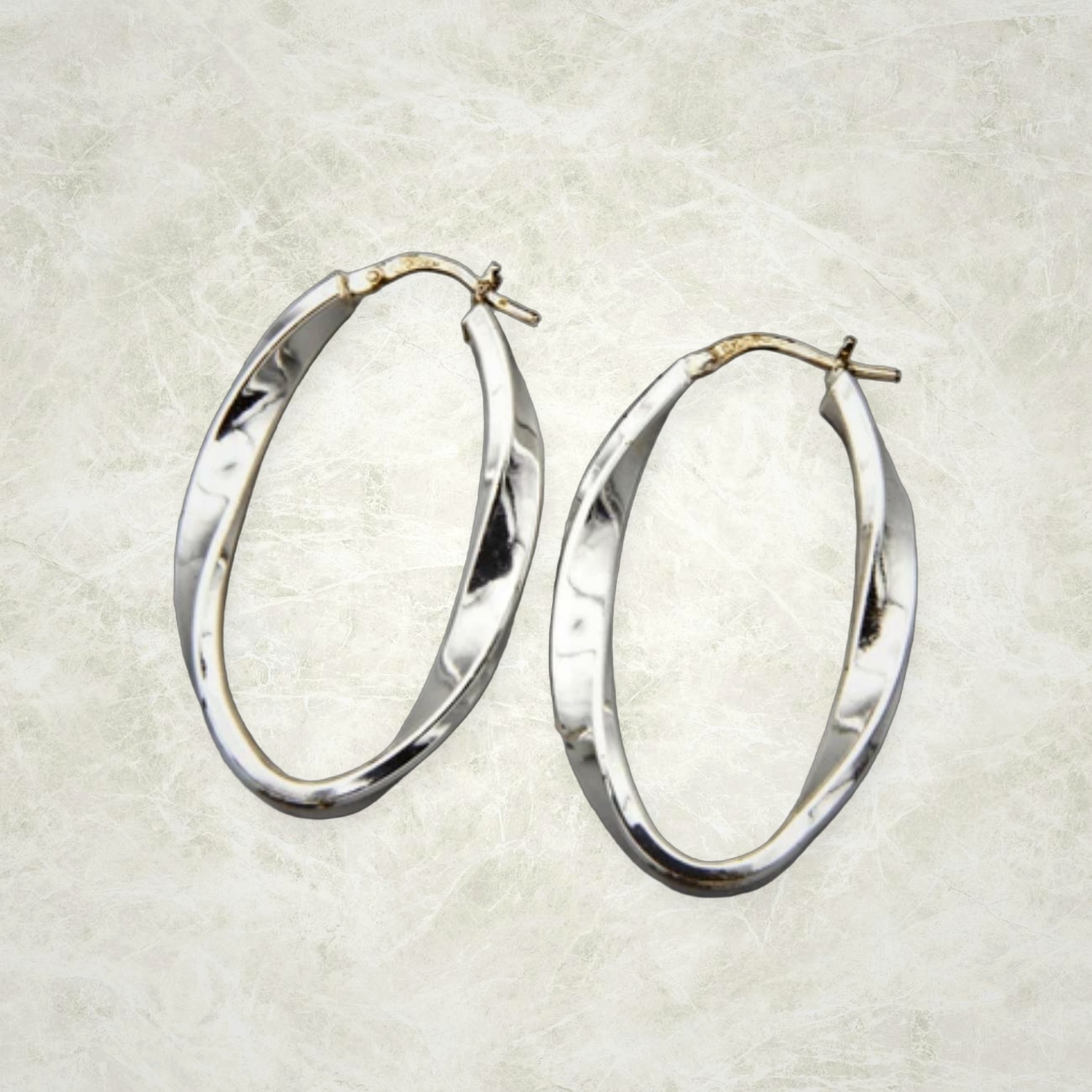 925 Sterling Silver Twisted Hoop Earrings — Minimalist Everyday Pair — view 1