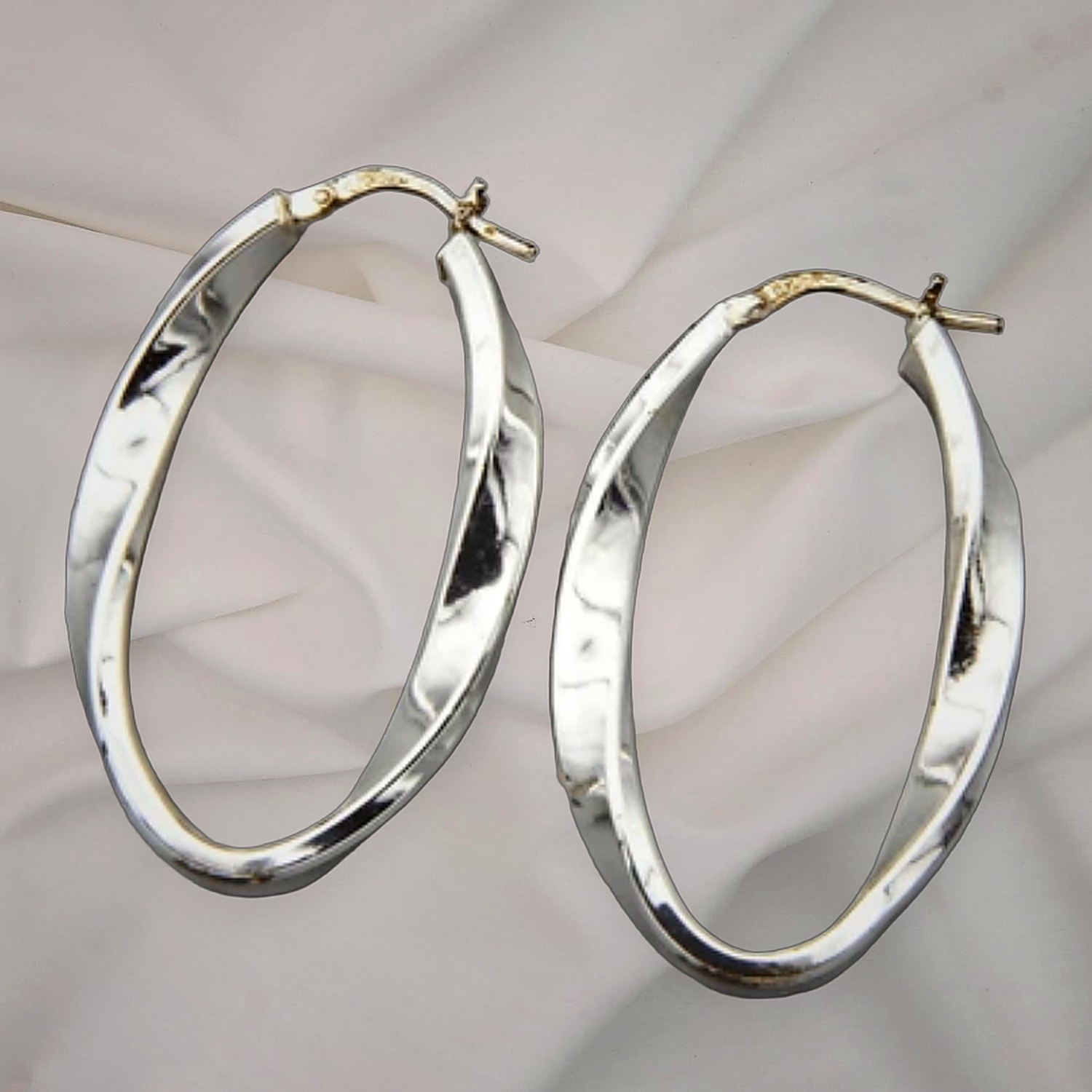 925 Sterling Silver Twisted Hoop Earrings — Minimalist Everyday Pair — view 3