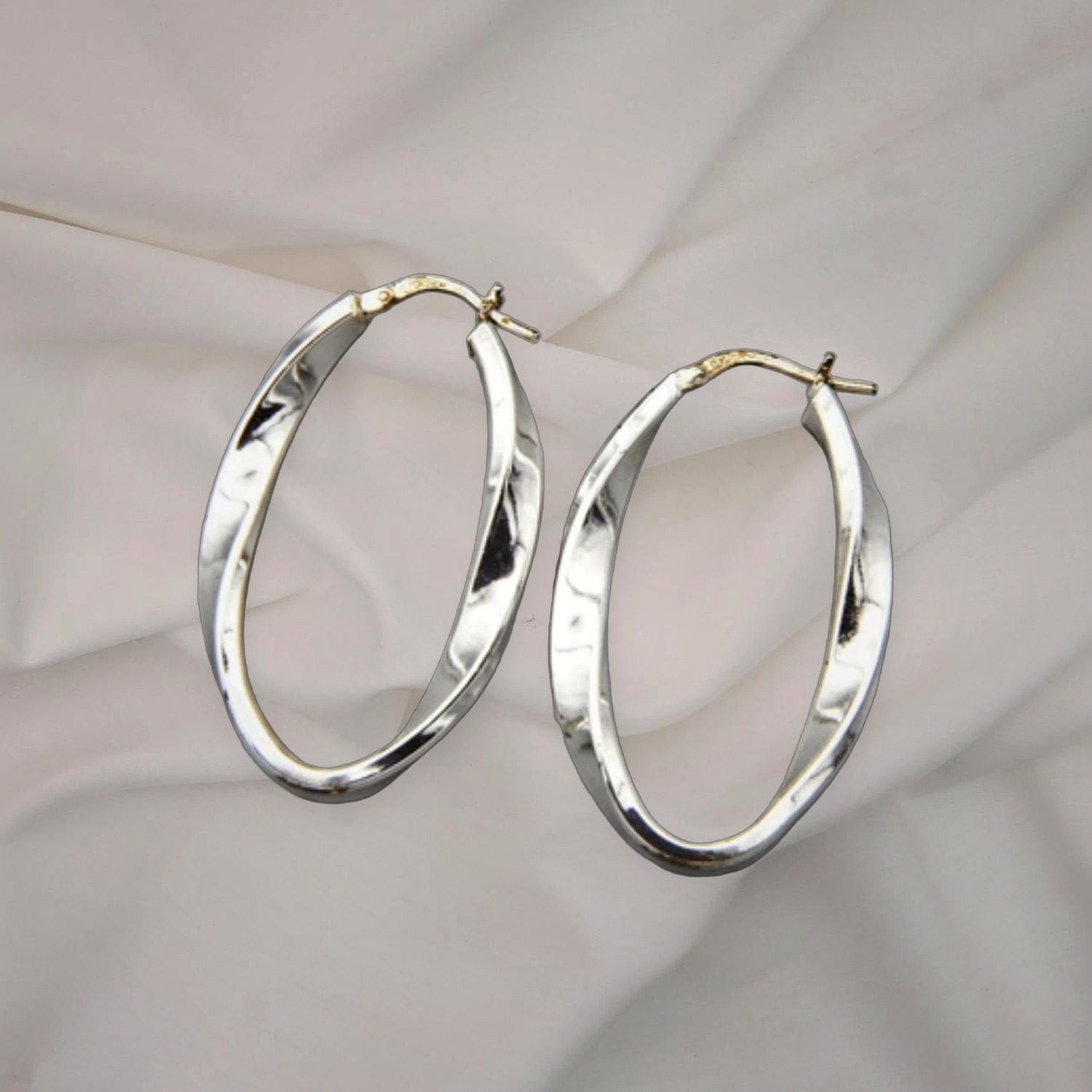 925 Sterling Silver Twisted Hoop Earrings — Minimalist Everyday Pair — view 4