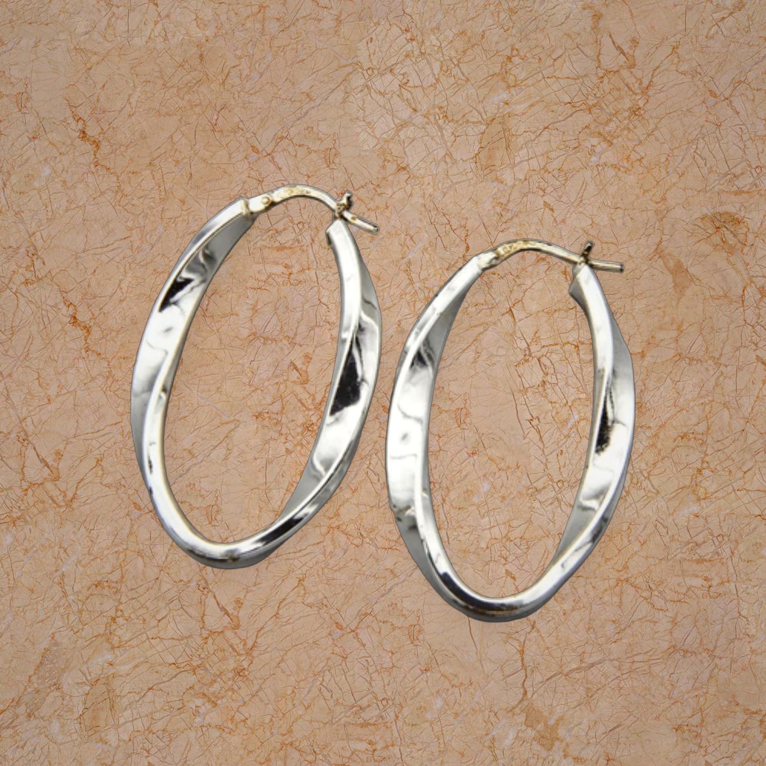 925 Sterling Silver Twisted Hoop Earrings — Minimalist Everyday Pair — view 5