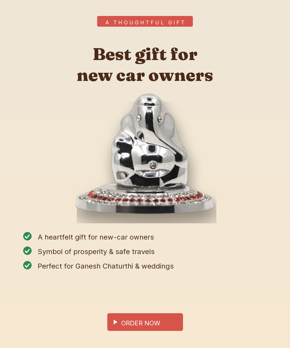 925 Silver Ganesha Car Dashboard Idol — Compact Pure Silver with Anti-Slip Base — view 5