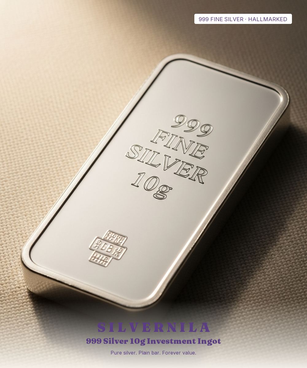 999 Silver 10g Investment Ingot — BIS-Hallmarked Bar — view 1