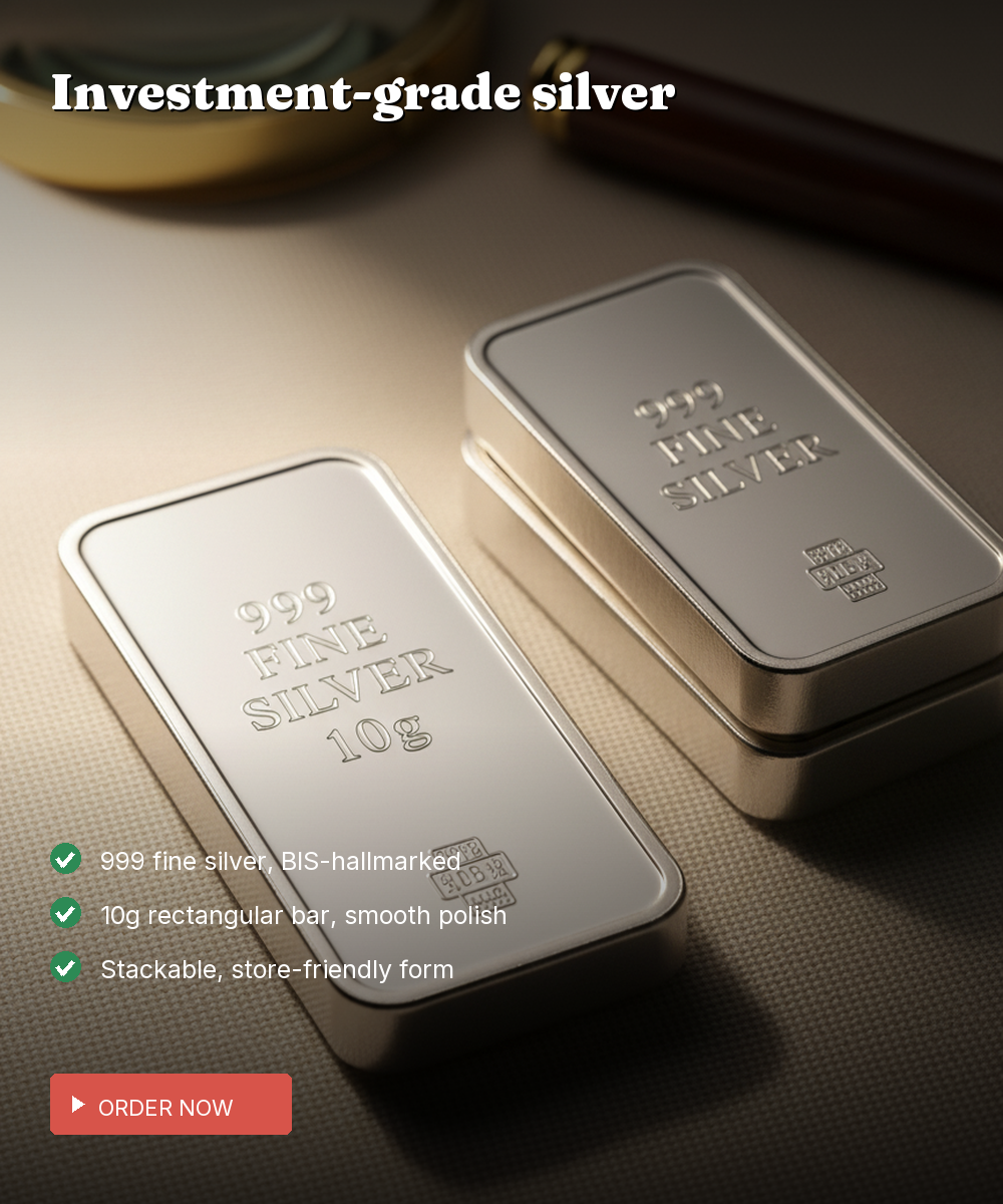 999 Silver 10g Investment Ingot — BIS-Hallmarked Bar — view 2