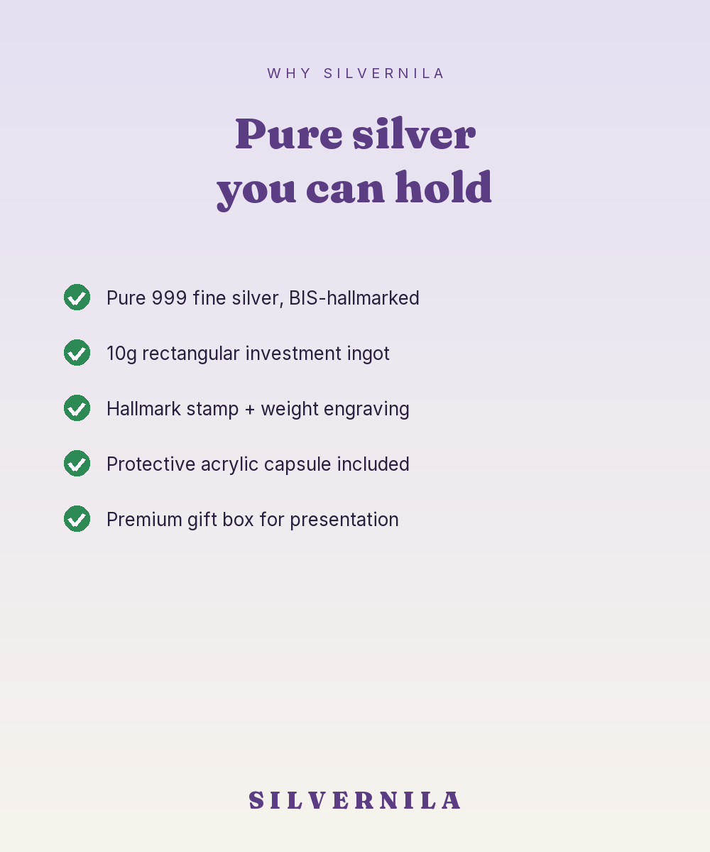 999 Silver 10g Investment Ingot — BIS-Hallmarked Bar — view 4