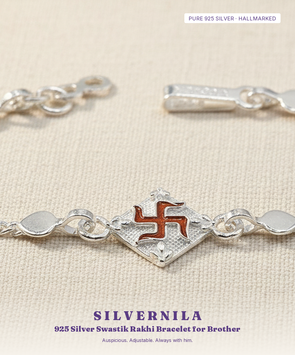 925 Silver Swastik Rakhi Bracelet for Brother — view 1