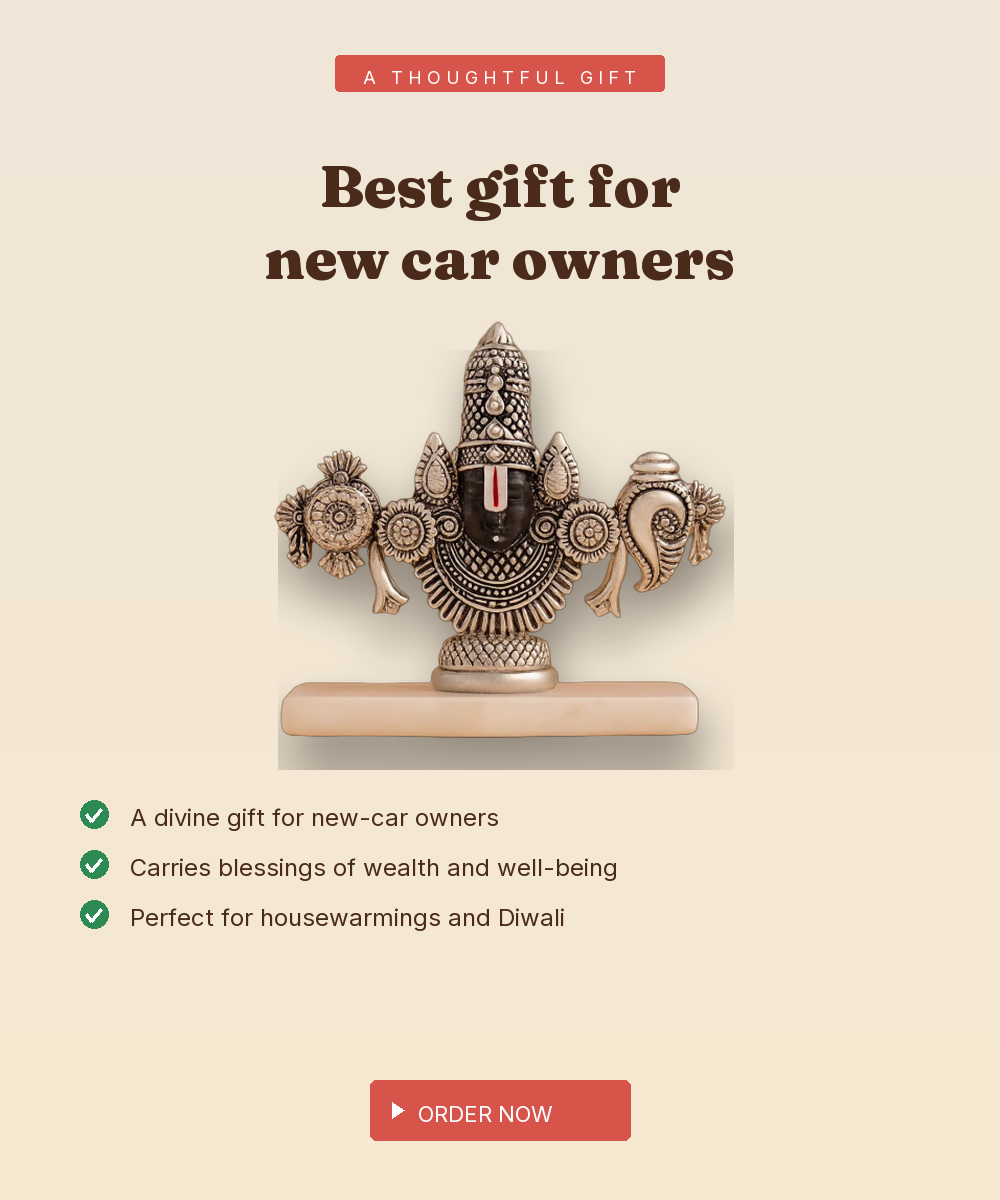 925 Silver Tirupati Balaji Car Dashboard Idol — Compact Hallmarked Venkateswara — view 5