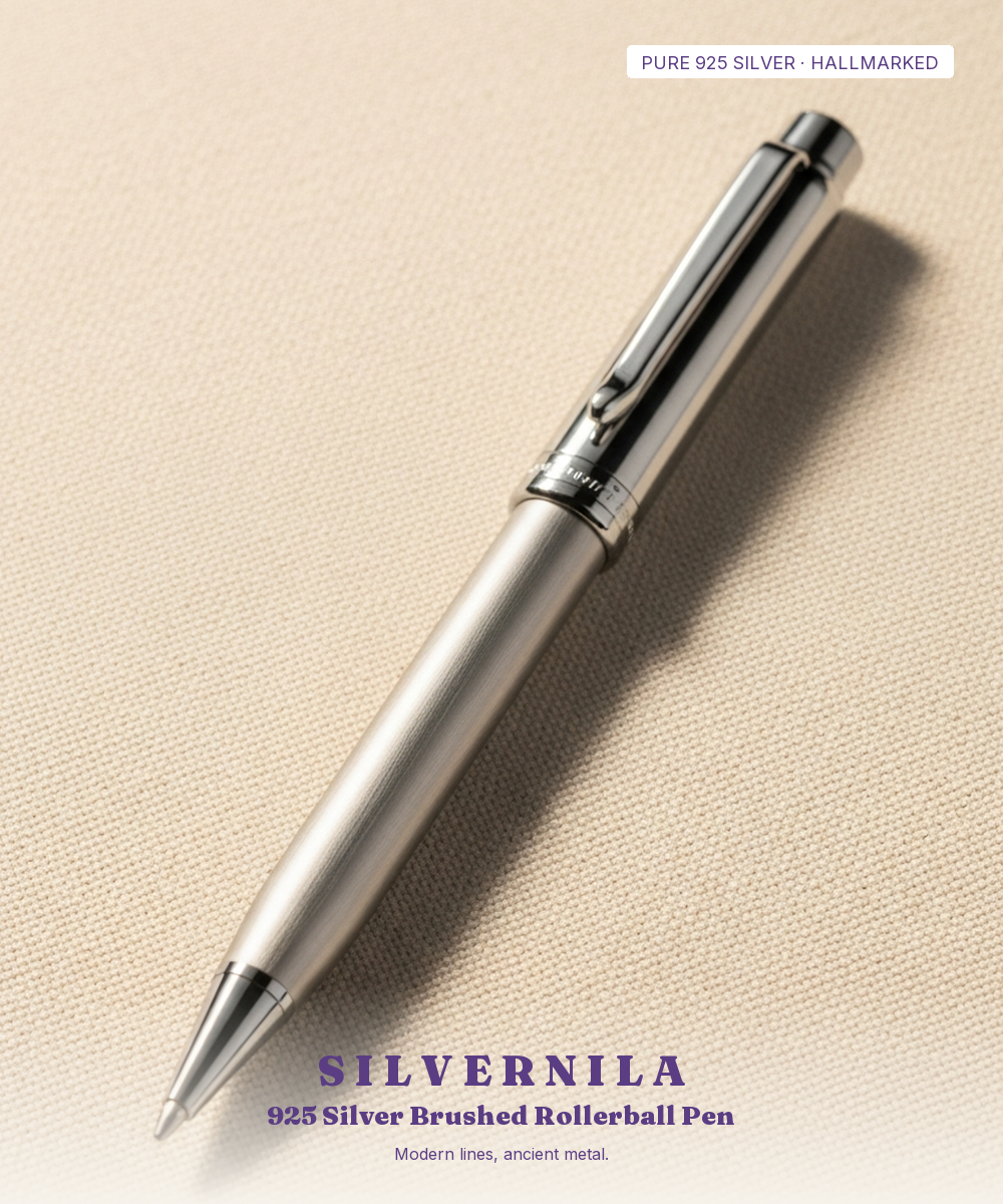925 Silver Brushed Rollerball Pen — Modern Corporate Gift — view 1
