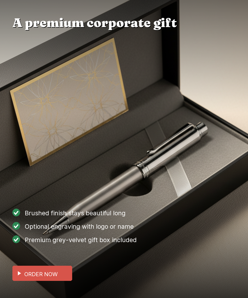 925 Silver Brushed Rollerball Pen — Modern Corporate Gift — view 3