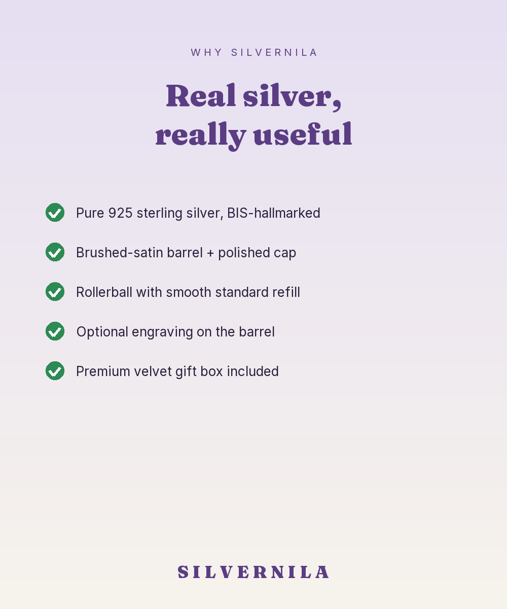 925 Silver Brushed Rollerball Pen — Modern Corporate Gift — view 4