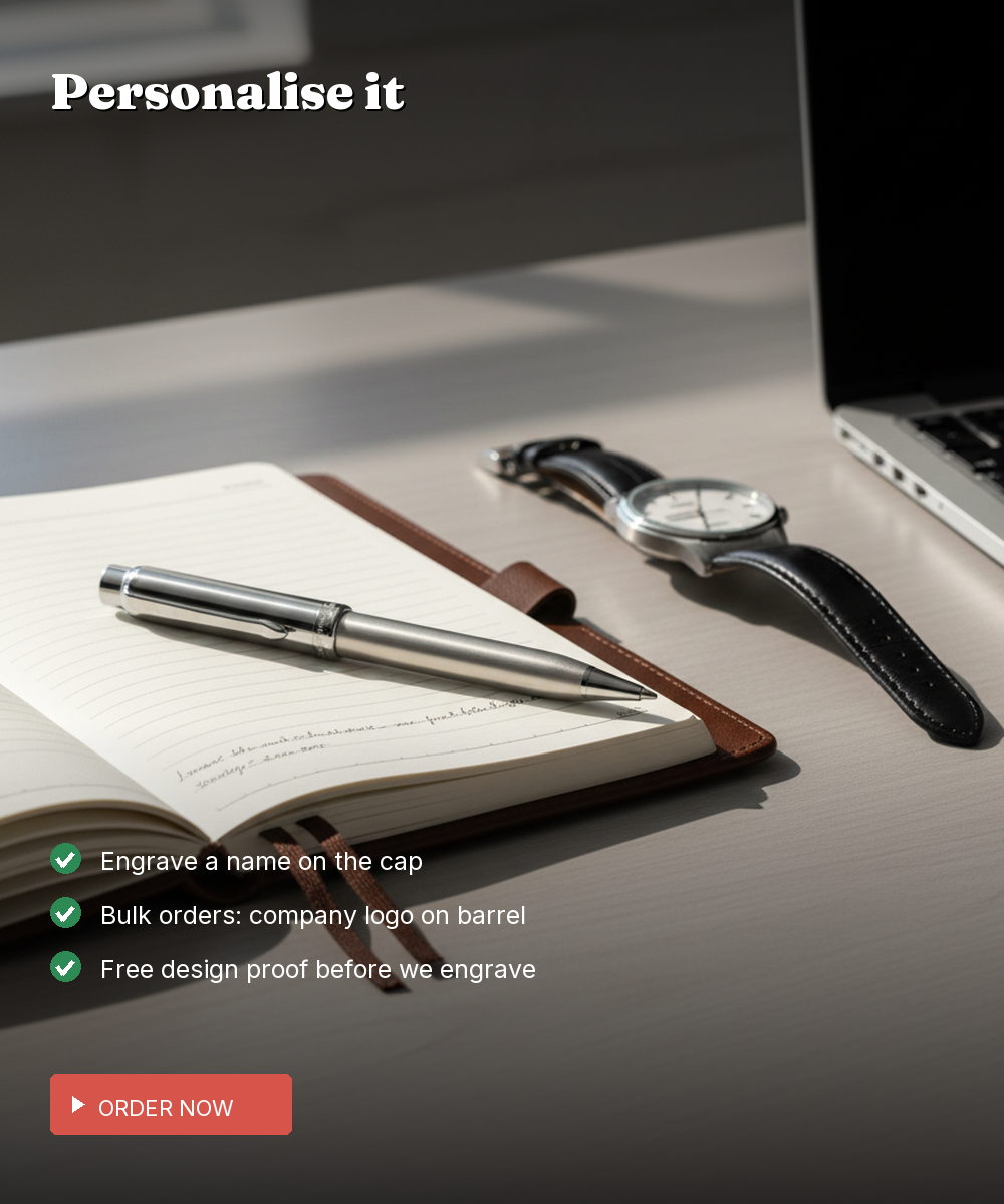 925 Silver Brushed Rollerball Pen — Modern Corporate Gift — view 5