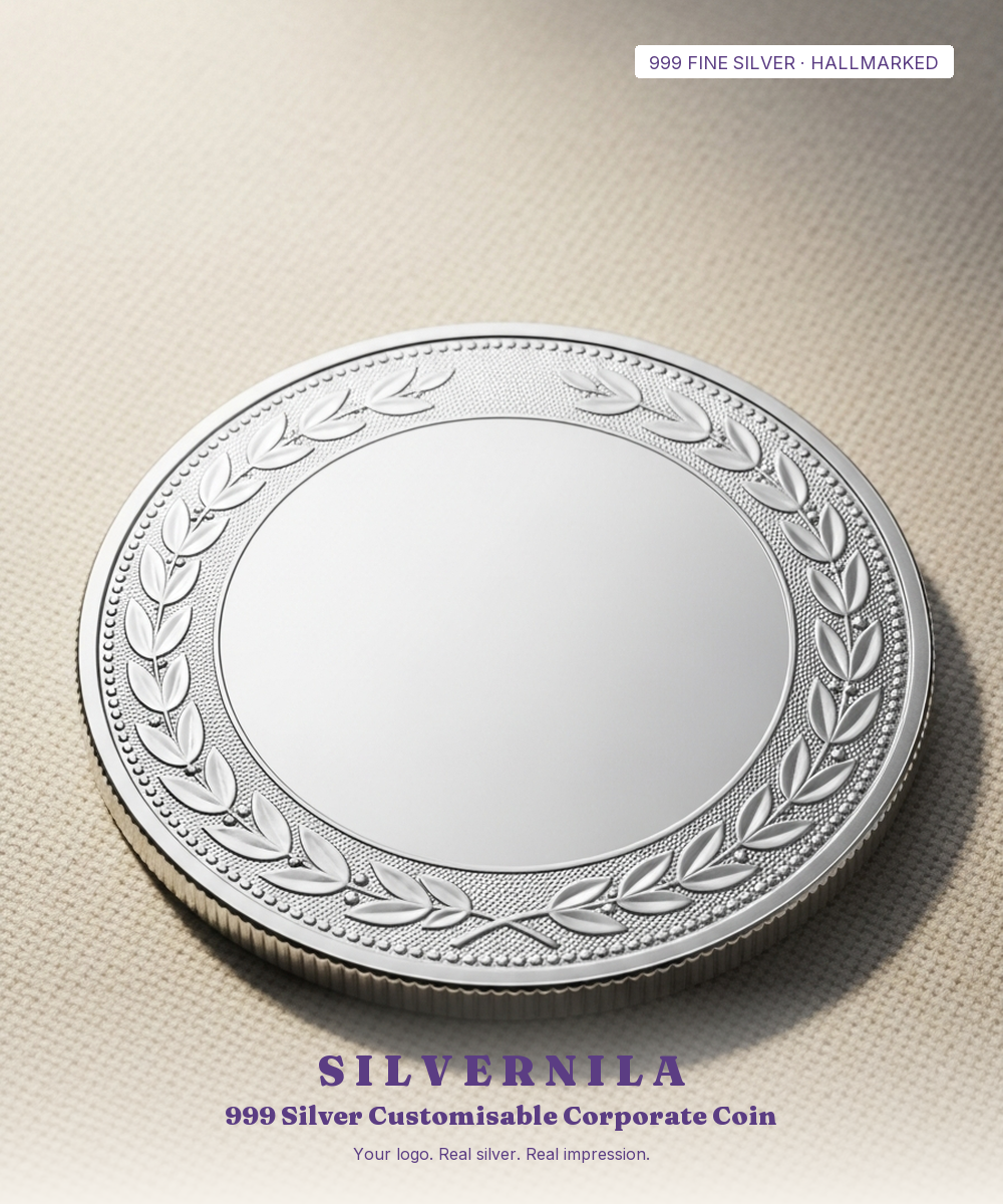 999 Silver Customisable Corporate Coin — Logo Engraving — view 1