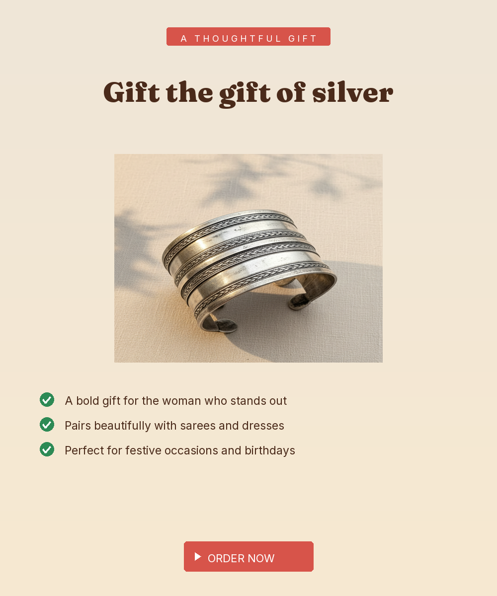 925 Silver Oxidised Filigree Cuff Bangle — Bold Hand-Finished Wide Band — view 5