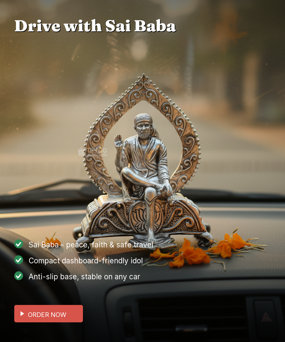 925 Silver Sai Baba Car Dashboard Idol — Shirdi Sai with Anti-Slip Base — view 2
