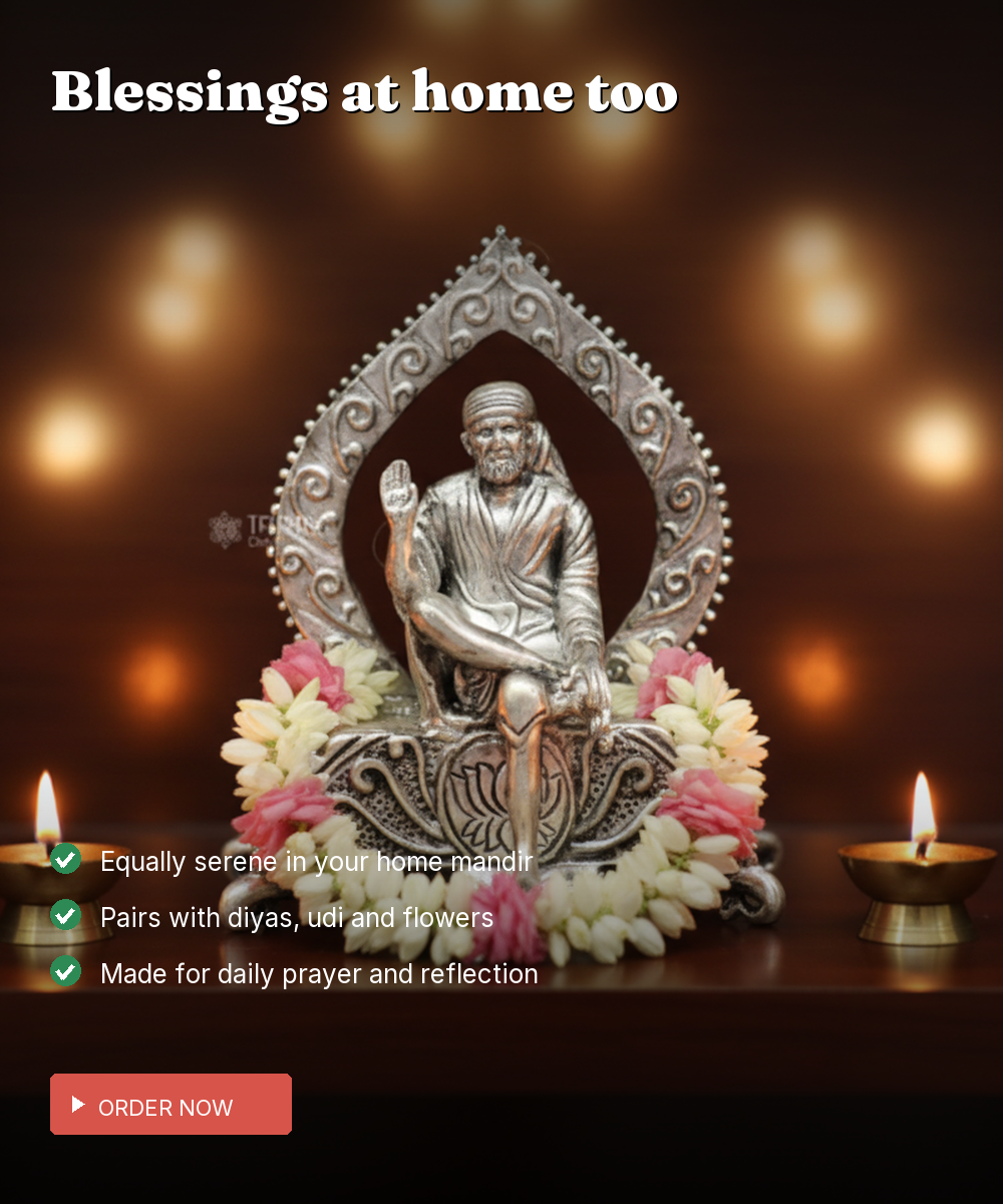 925 Silver Sai Baba Car Dashboard Idol — Shirdi Sai with Anti-Slip Base — view 3